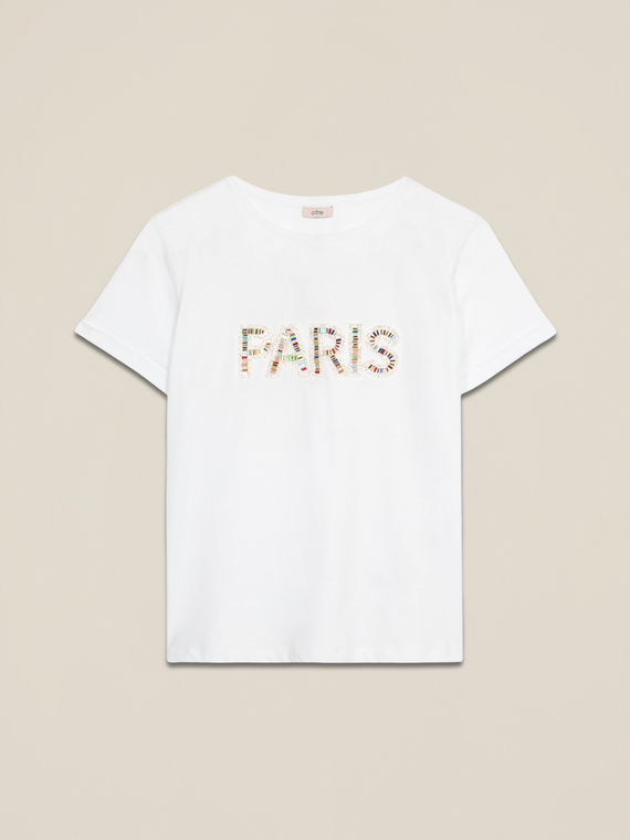 Jersey T-shirt with jewel appliqué