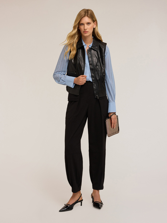 Biker vest in coated fabric