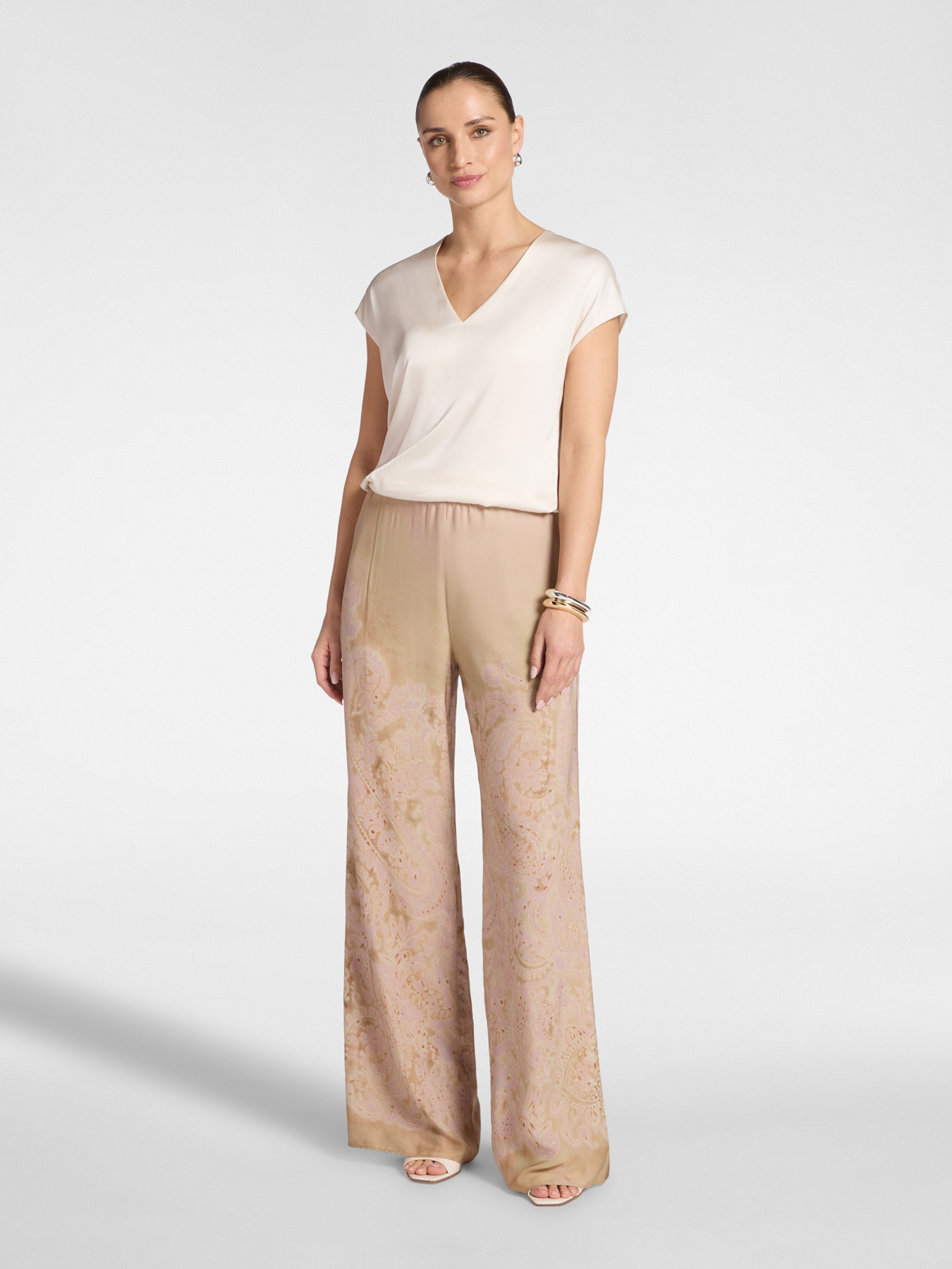 V-neck satin blouse image number 2