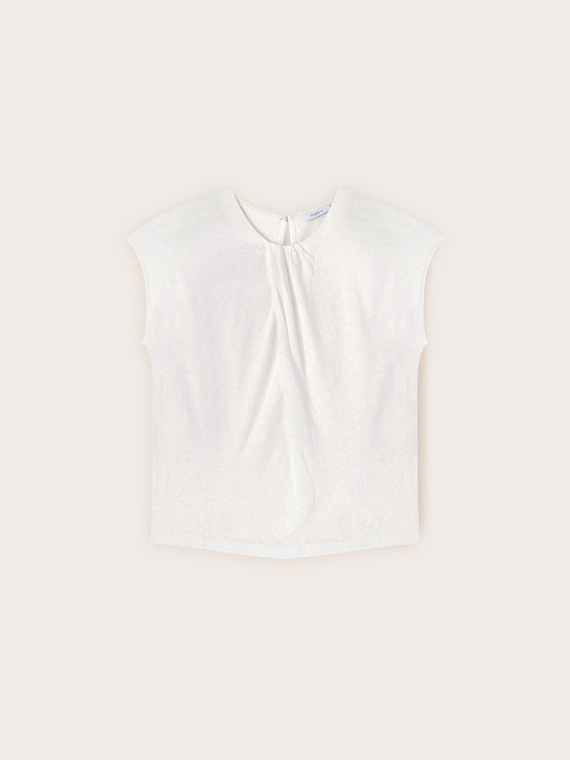 Tricou din amestec de in cu drapaj