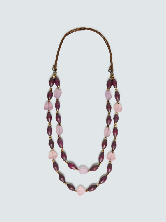 Double strand necklace with mixed pearls