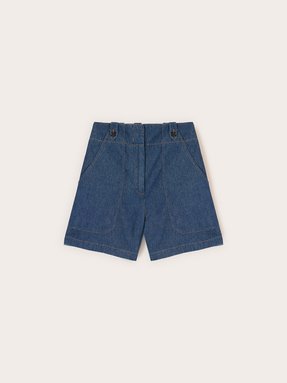 Pantaloni scurți din denim cu talie &icirc;naltă