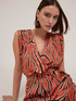 Short satin crossover dress with print image number 3