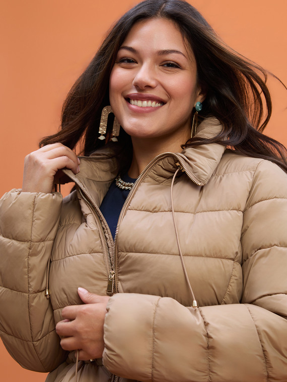 Quilted puffer jacket with high collar