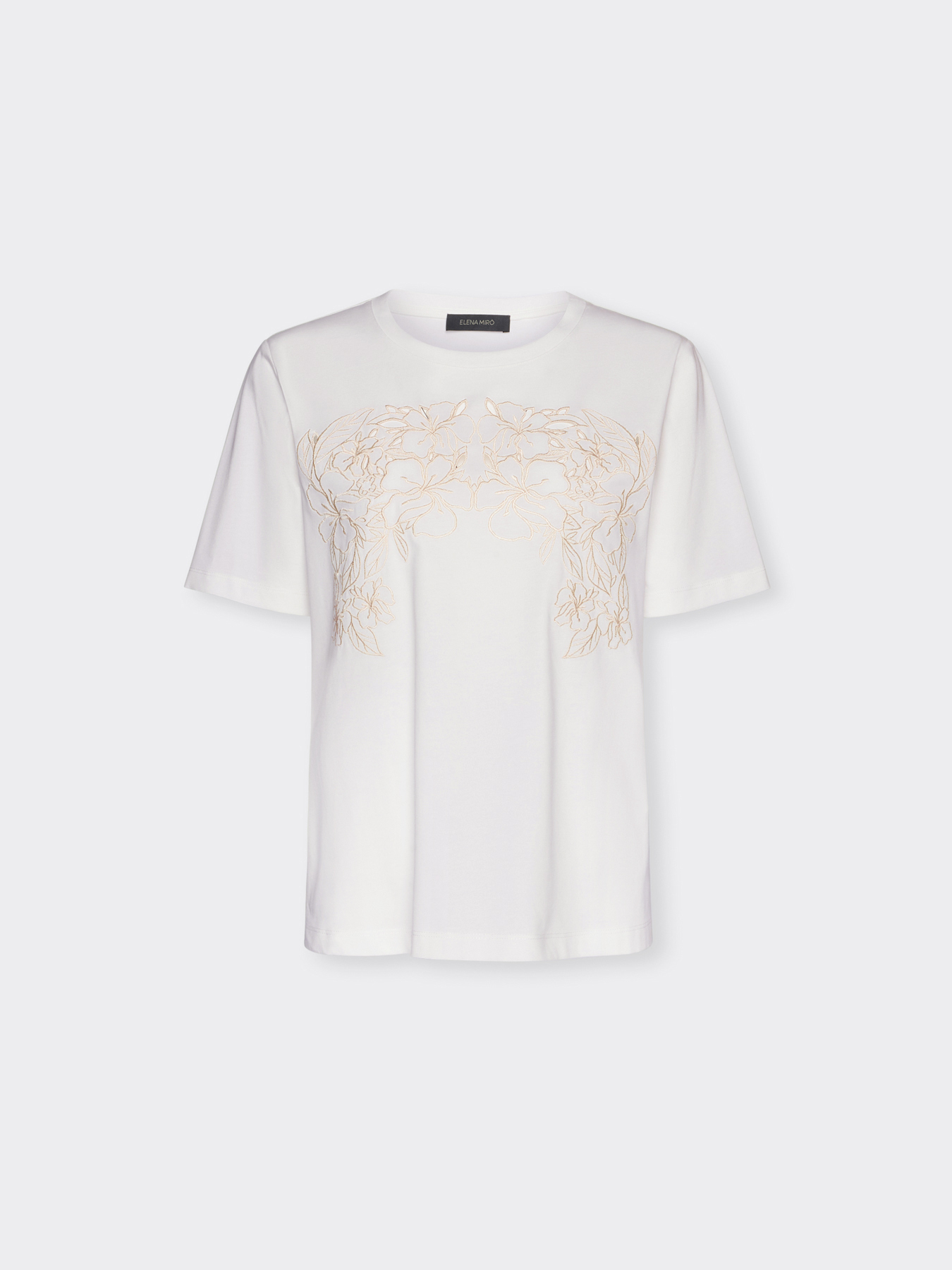 T-shirt com bordado floral image number 4