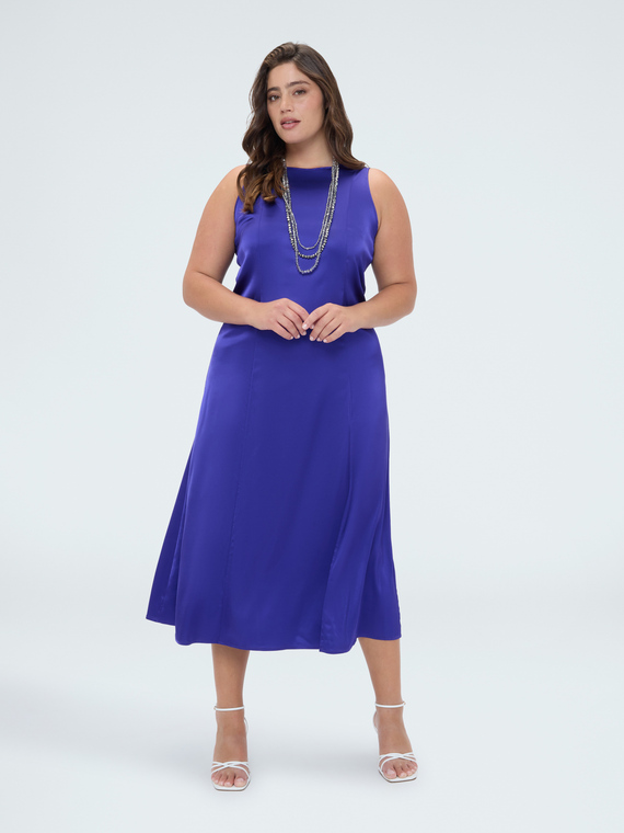 &Auml;rmelloses langes Kleid aus Viskose-Satin