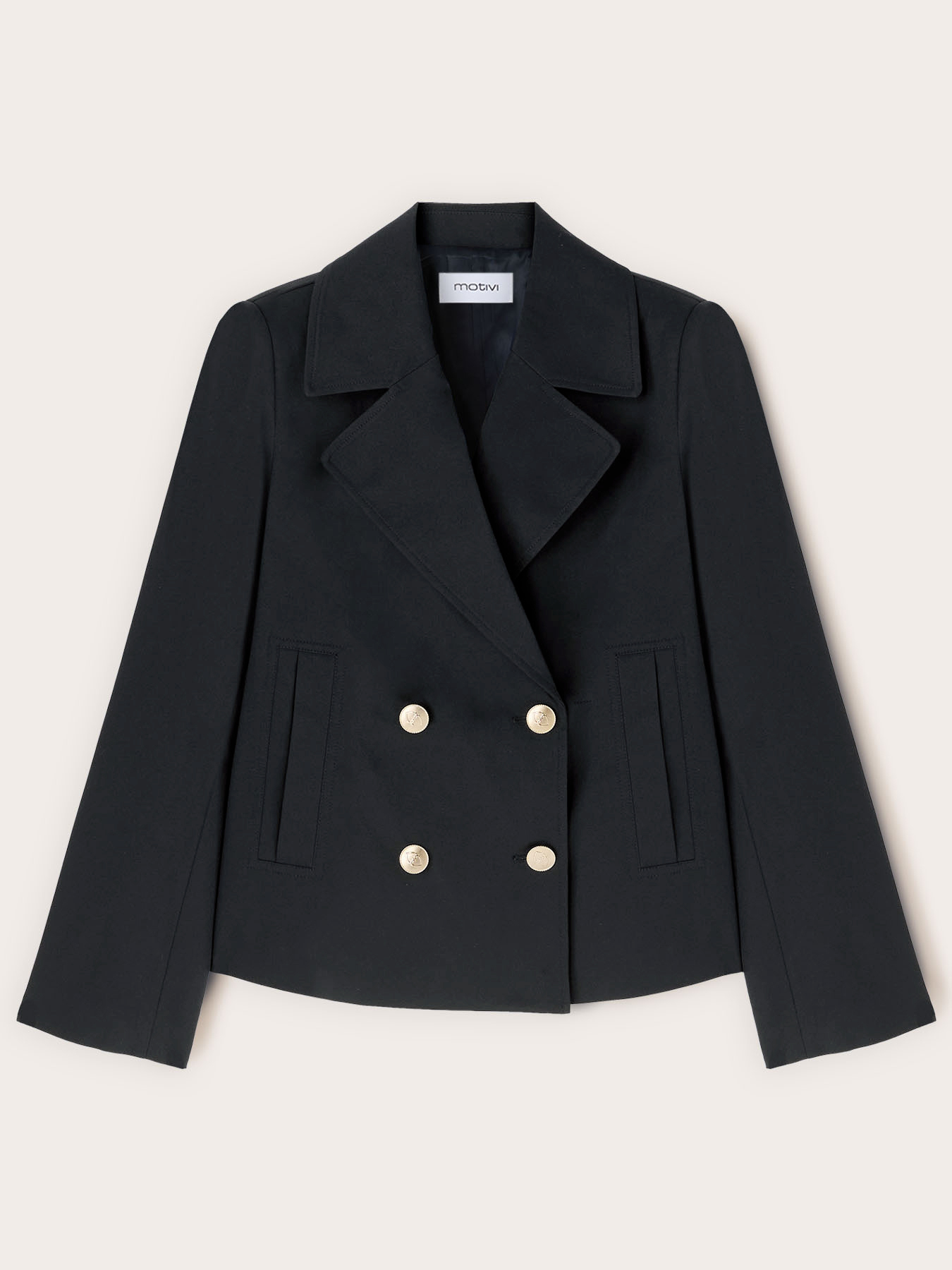 Double-breasted short trench coat in taffeta image number 4