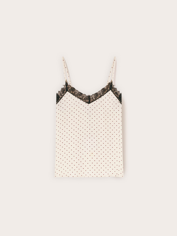Top sottoveste in raso a pois