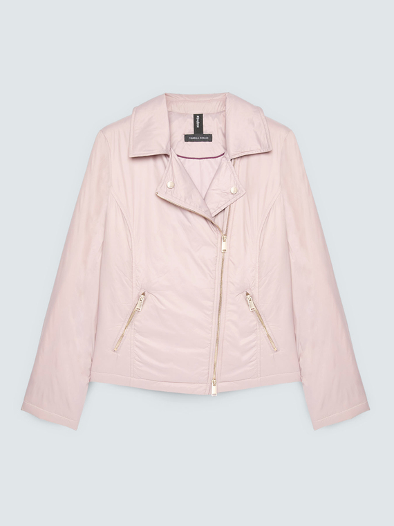 Biker-Daunenjacke mit asymmetrischem Verschluss