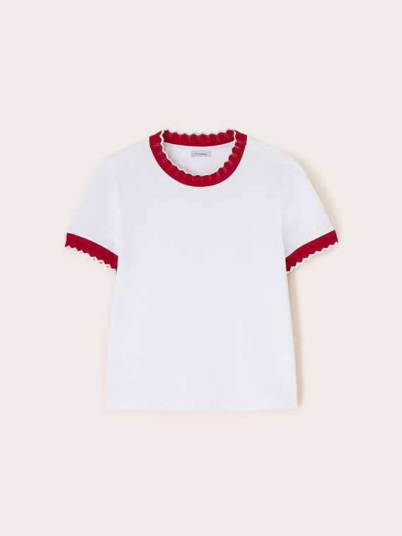 T-shirt con bordi in maglia