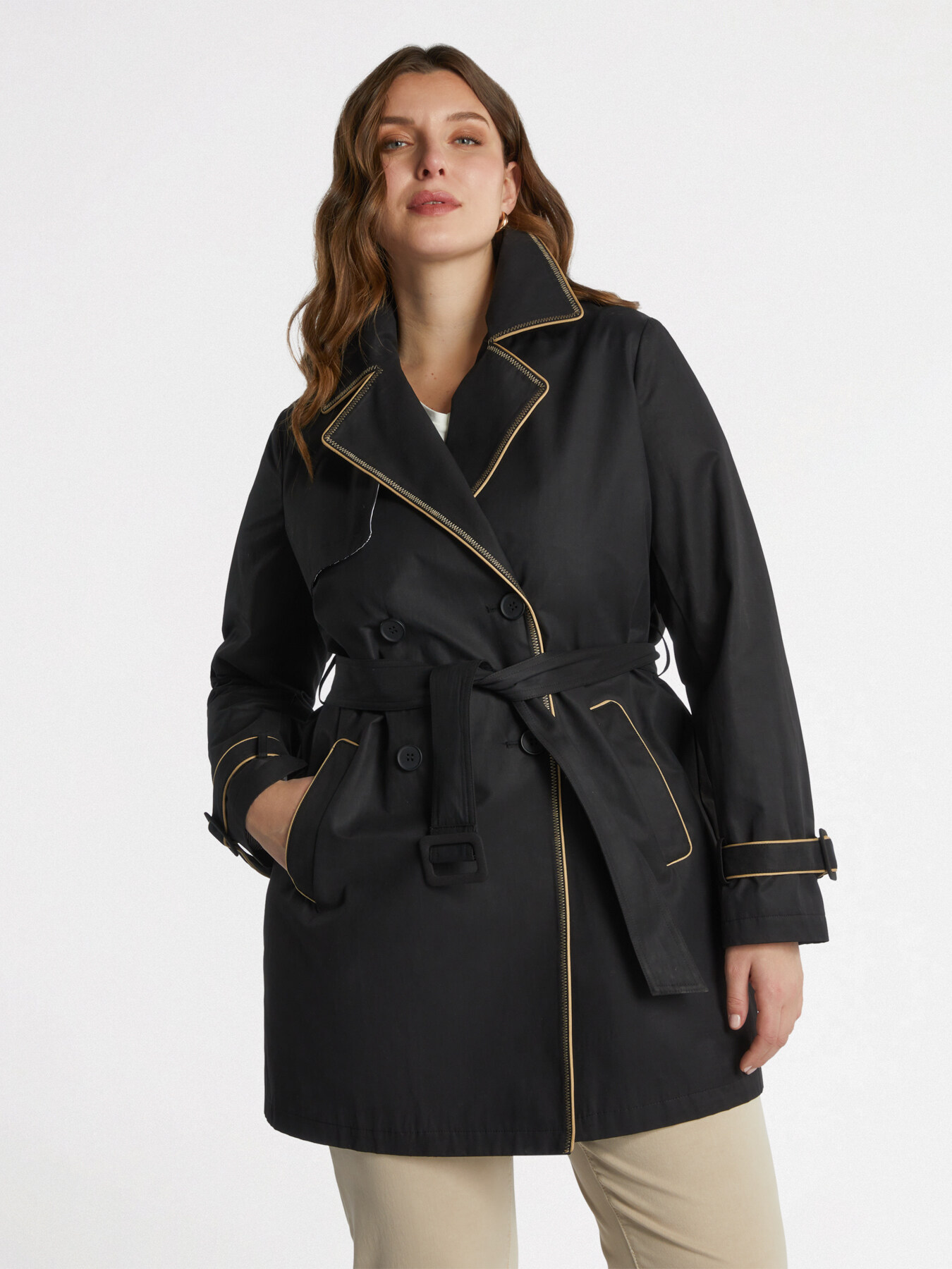 Trenchcoat mit Bordüren in Kontrastfarbe image number 0