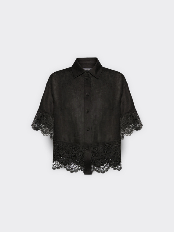Camicia in lino con pizzo