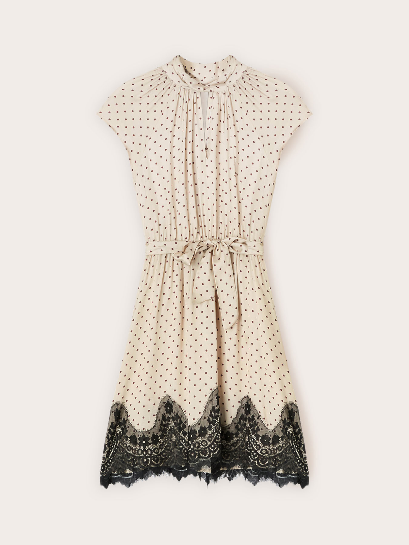 Rochie din satin cu buline și dantelă image number 4