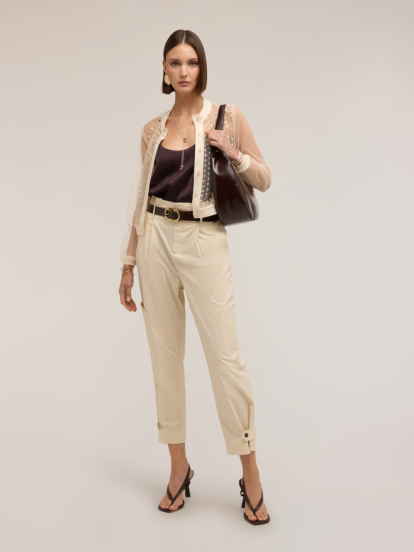 Pantaloni cargo din poplin de bumbac image number 3