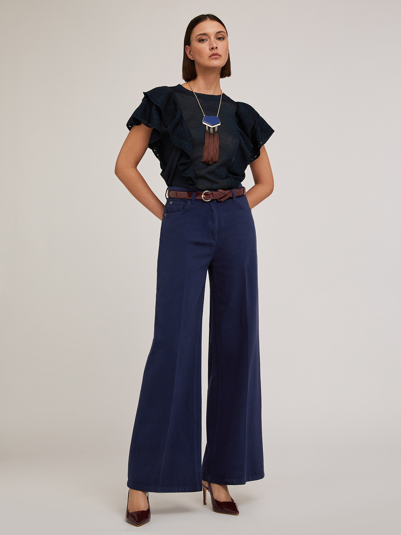 Pantalon large en drill de coton image number 0