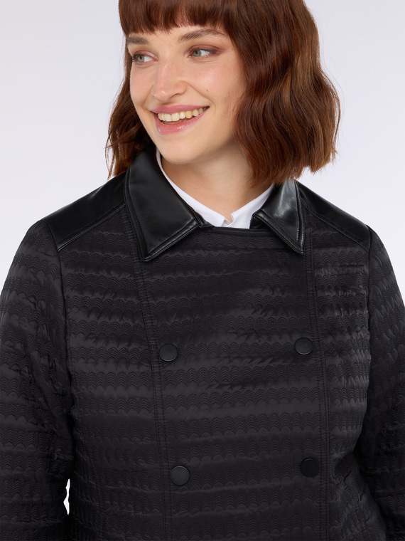 Double-breasted jacket with quilted effect