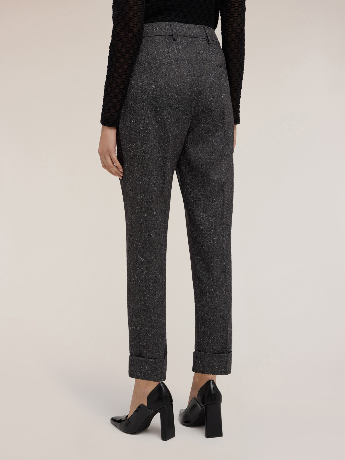 Cuffed trousers in yarn-dyed fabric image number 1