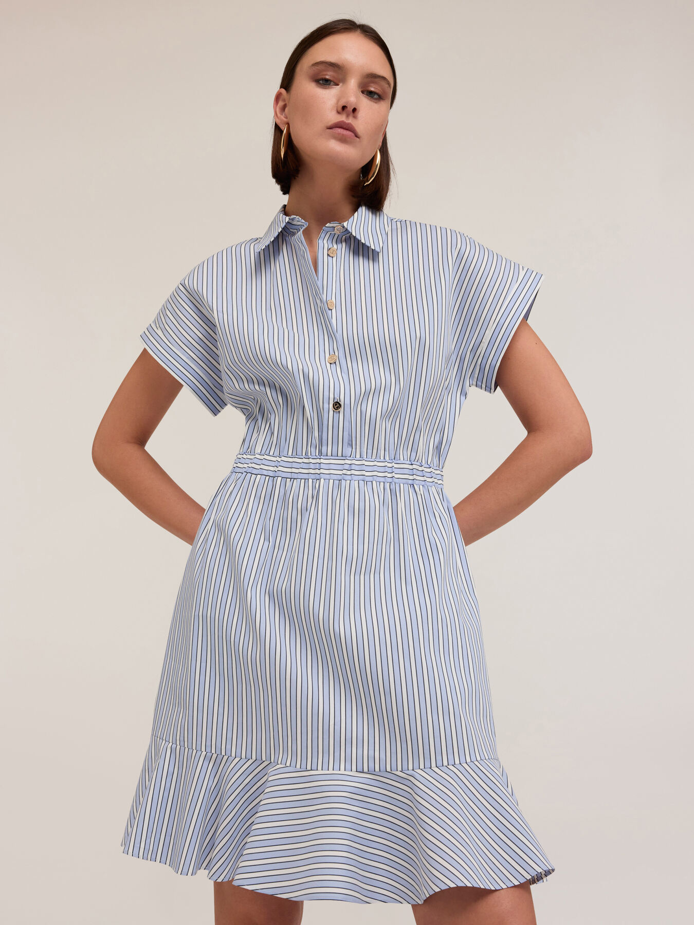 Striped cotton chemisier dress image number 2