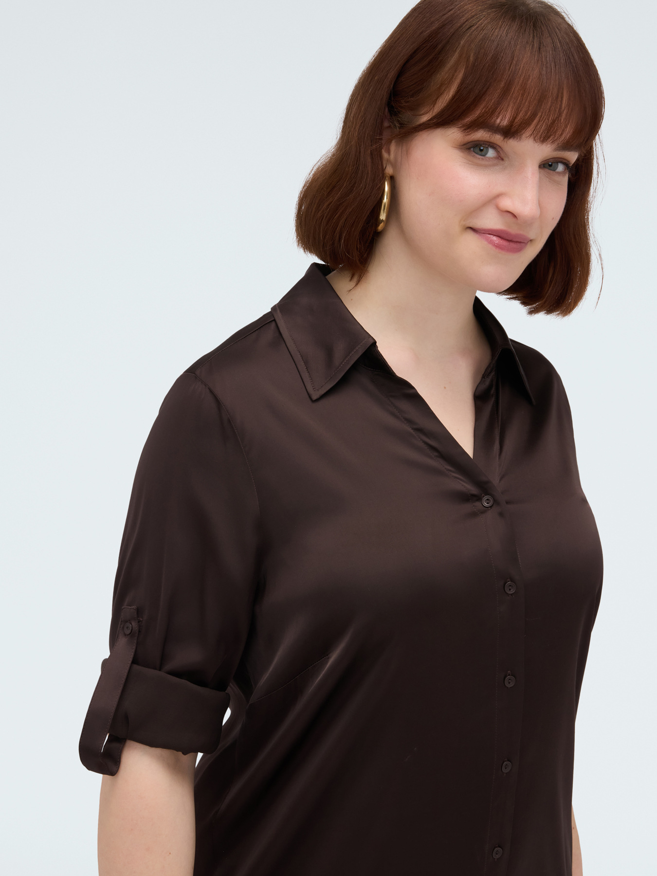 Robe Power chemisier en satin de viscose image number 3