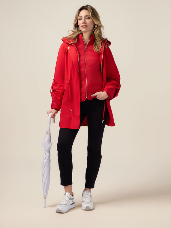 Skinny pants in cotton and Tencel with jewel button