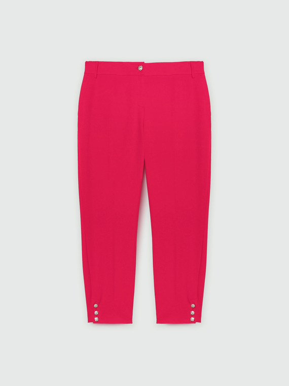 New York trousers in crepe scuba fabric with jewel buttons