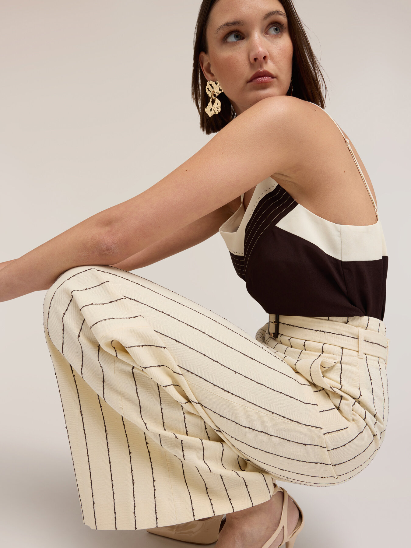Pinstripe palazzo pants The Tailoring Lab image number 4