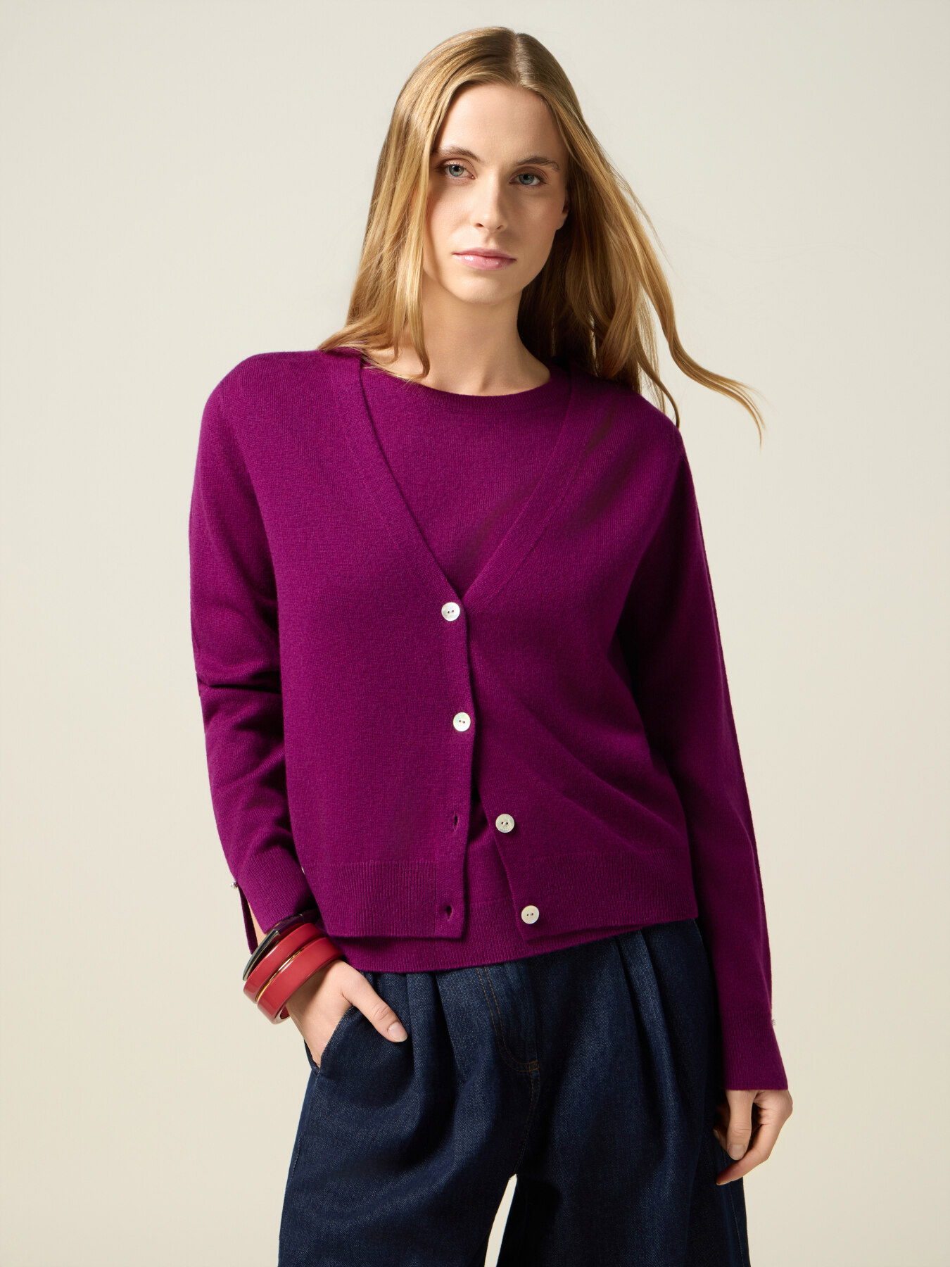 Wool and cashmere cardigan image number 0