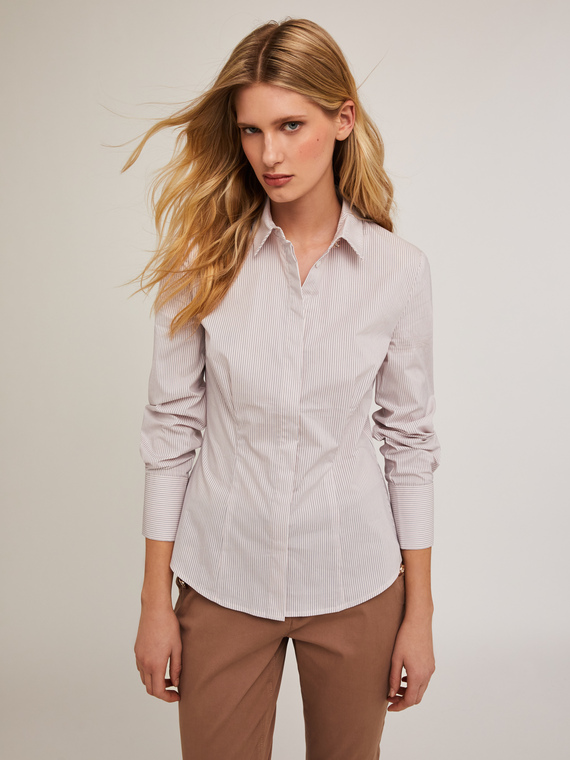 Chemise rayée en popeline