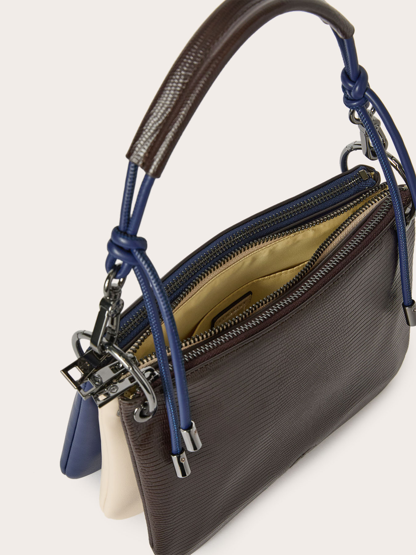 Python-effect coated fabric twin bags image number 4