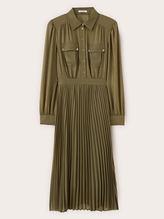 Pleated georgette shirtdress