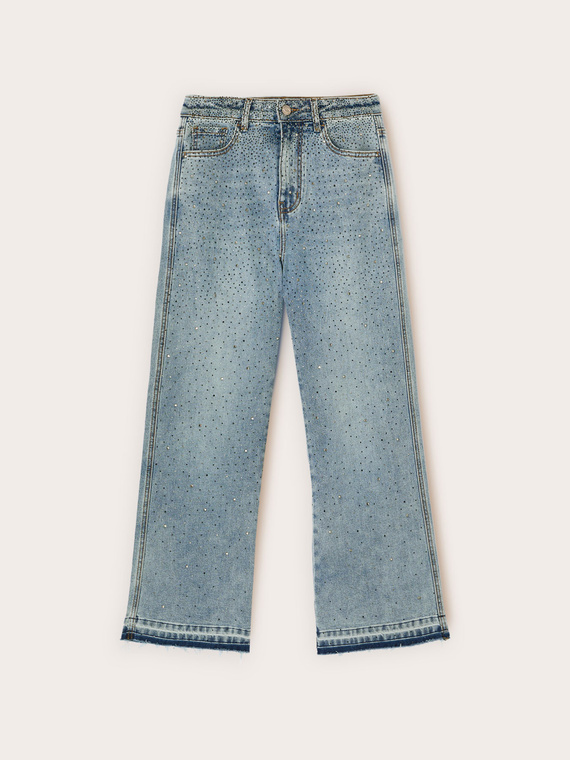 Palazzo jeans with rhinestone embellishments
