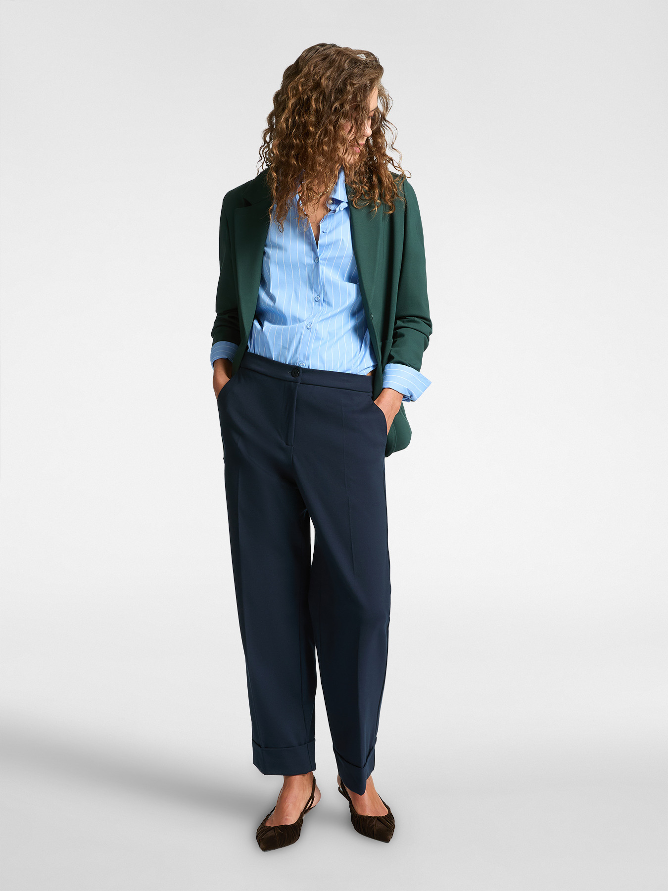 Wide leg trousers with cuffs image number 0