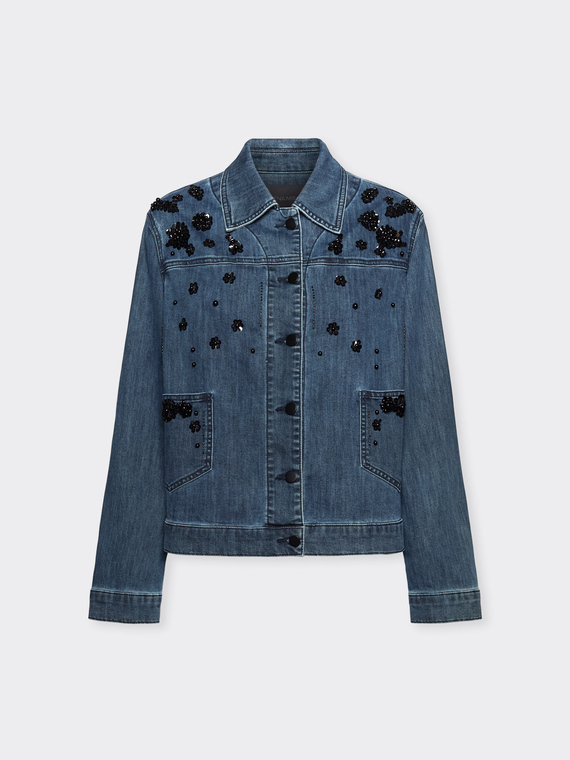 Chaqueta boxy de denim con bordados