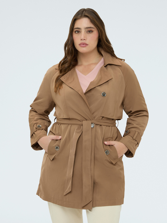 Trenchcoat aus Satin mit G&uuml;rtel