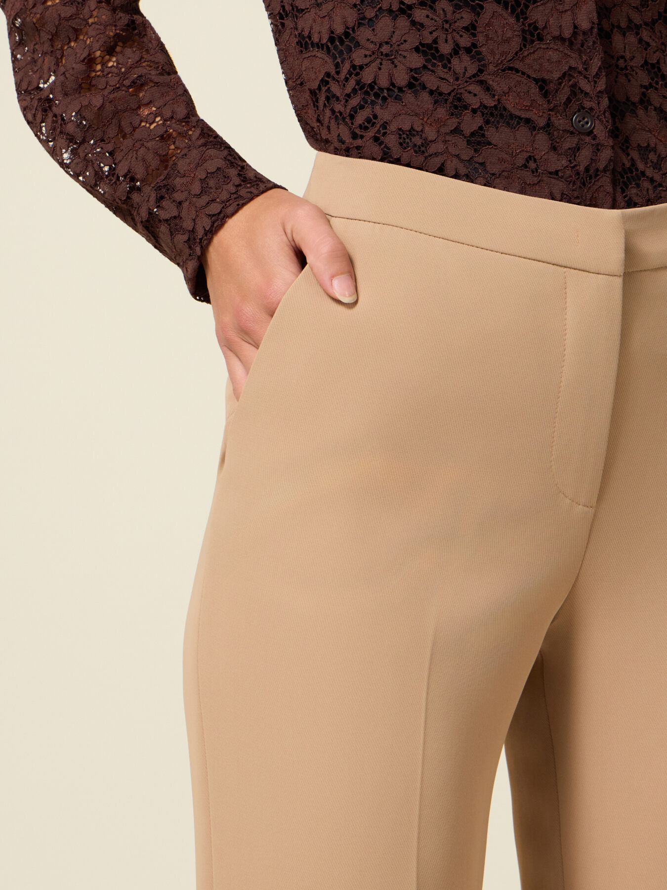 Pantaloni palazzo in tessuto crêpe image number 3