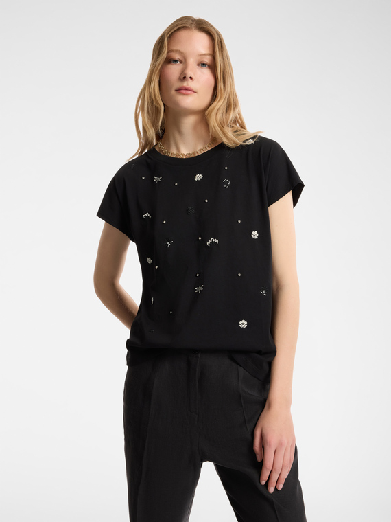 Cotton T-shirt with appliqués
