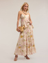 Long flounced skirt with floral pattern image number 0