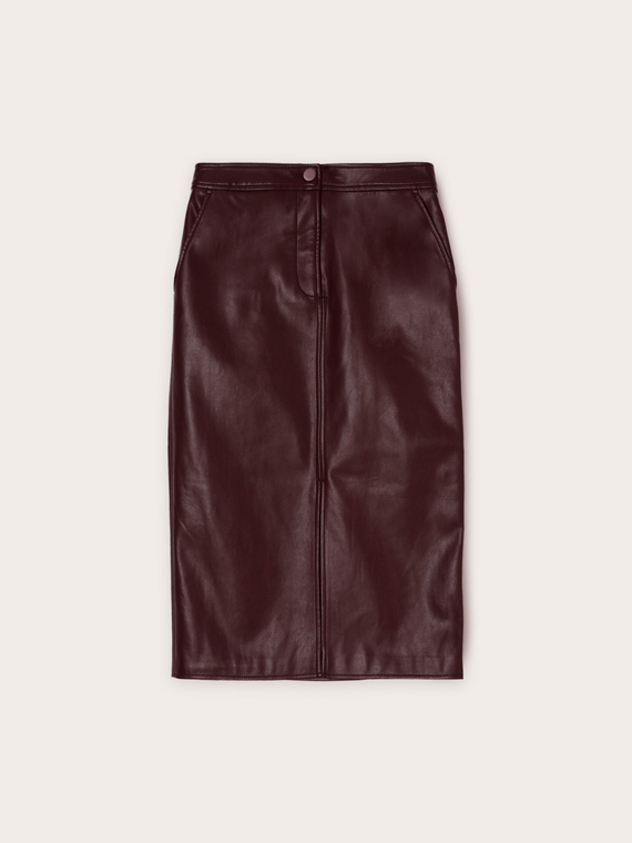 Coated fabric midiskirt