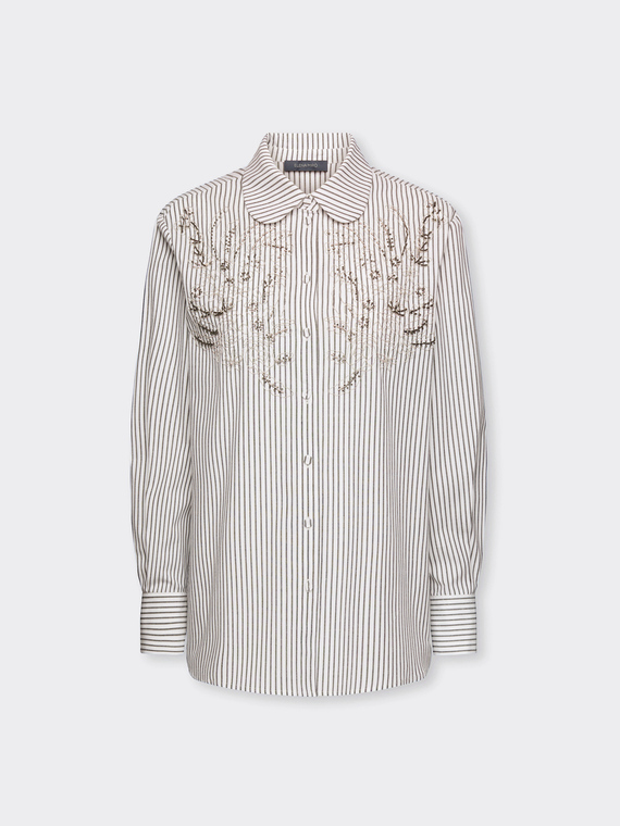 Camicia a righe con ricamo a mano