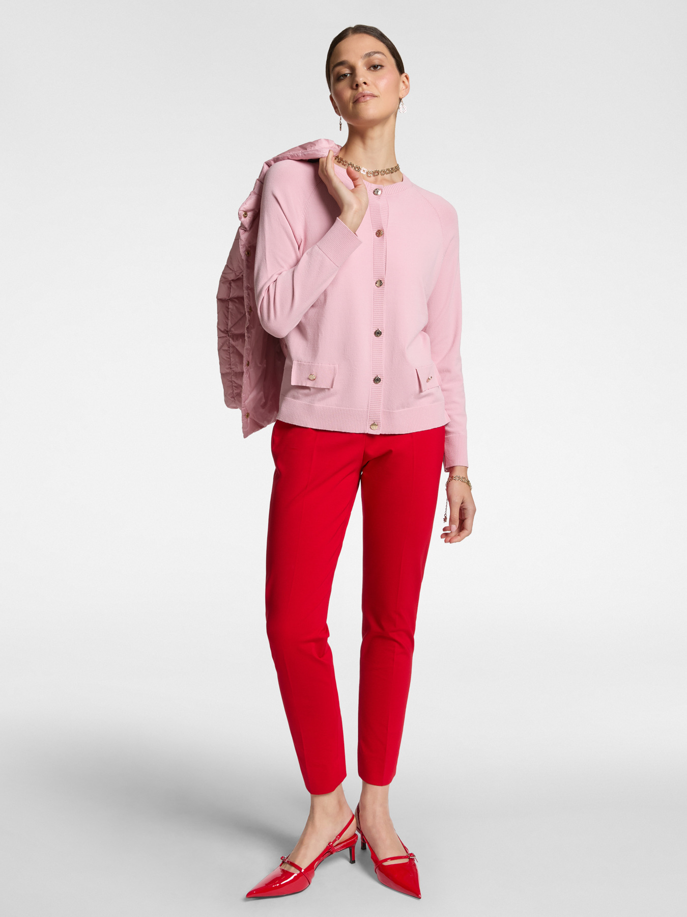 Milano knit fabric slim-fit trousers image number 0