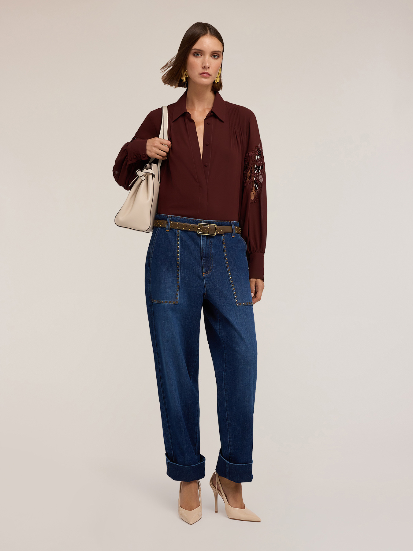 Shirt with inlaid sleeves image number 0