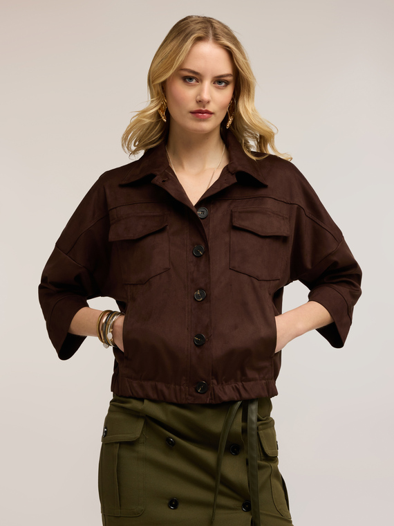 Short oversized jacket with pockets