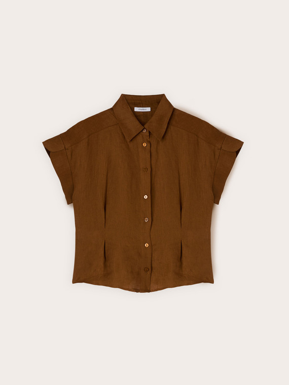 Chemise en lin &agrave; plis