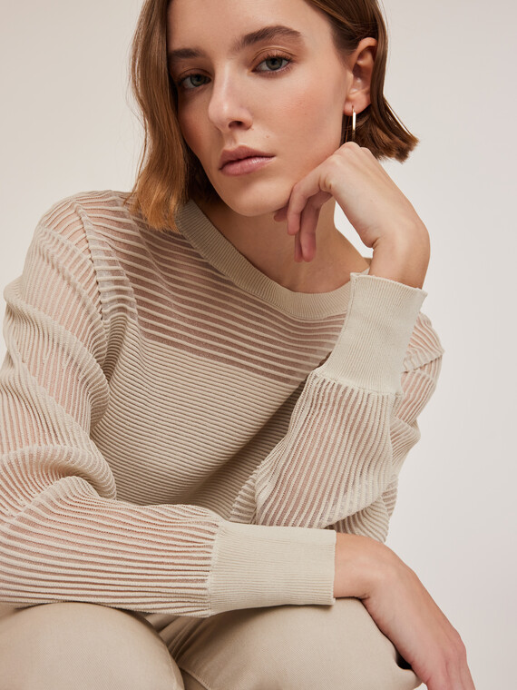 Ribbed sweater with yoke feature