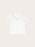 T-Shirt aus Leinenmischung mit goldfarbenen Profilen image number 4