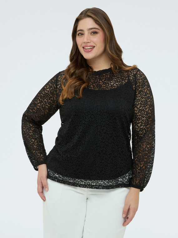 T-shirt en dentelle ajour&eacute;e