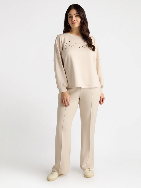 Pantalon jambe large en molleton