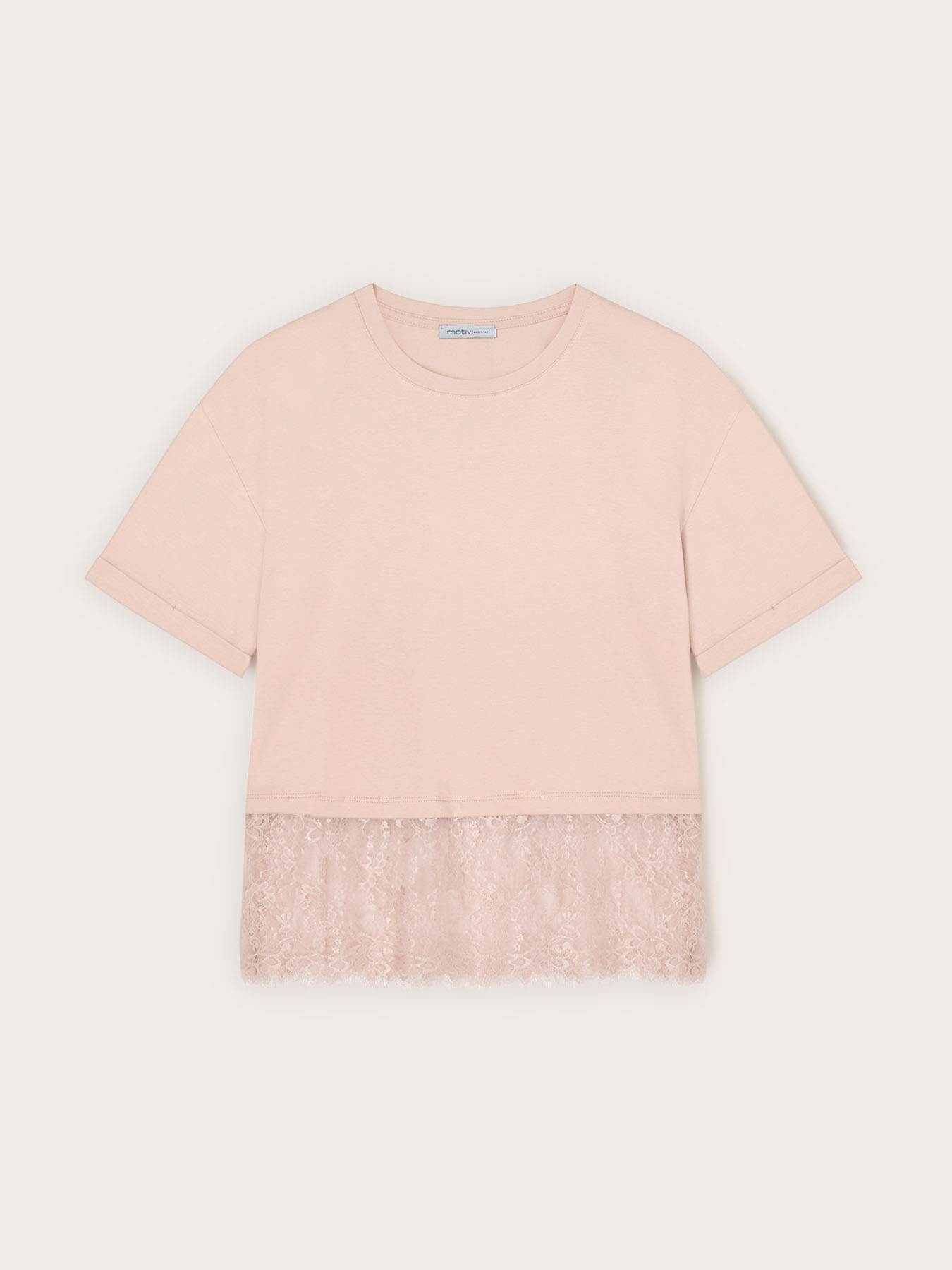 Tricou cu inserție din dantelă image number 4