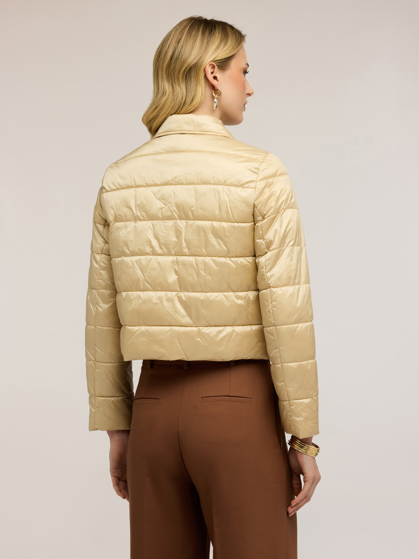 Short lightweight down jacket with jewel buttons image number 1