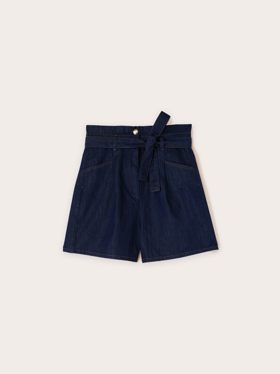 Short à taille haute en denim